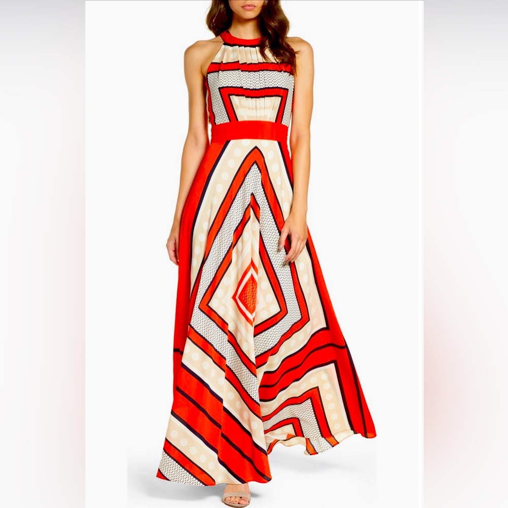 Eliza J Scarf Print Crepe de Chine Maxi Dress